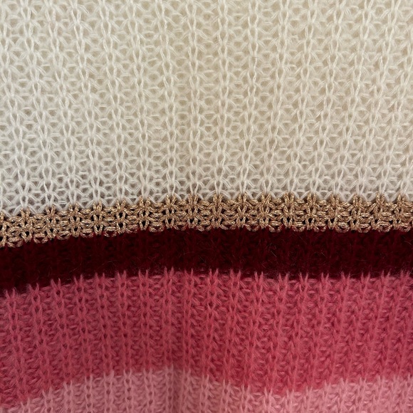 SEZANE open knit color block Tonia wool/ kid mohair boat neck sweater sz L - Picture 6 of 11